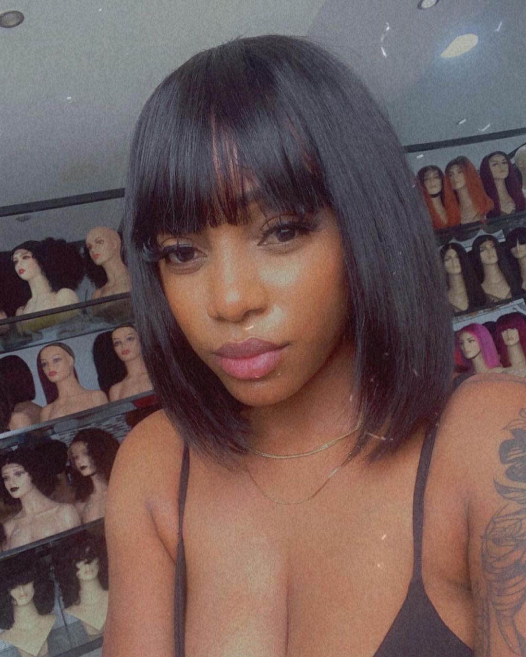 Glueless Straight Remy Hair Wigs With Bangs and Fringe Bob For Women - promboutiqueonline