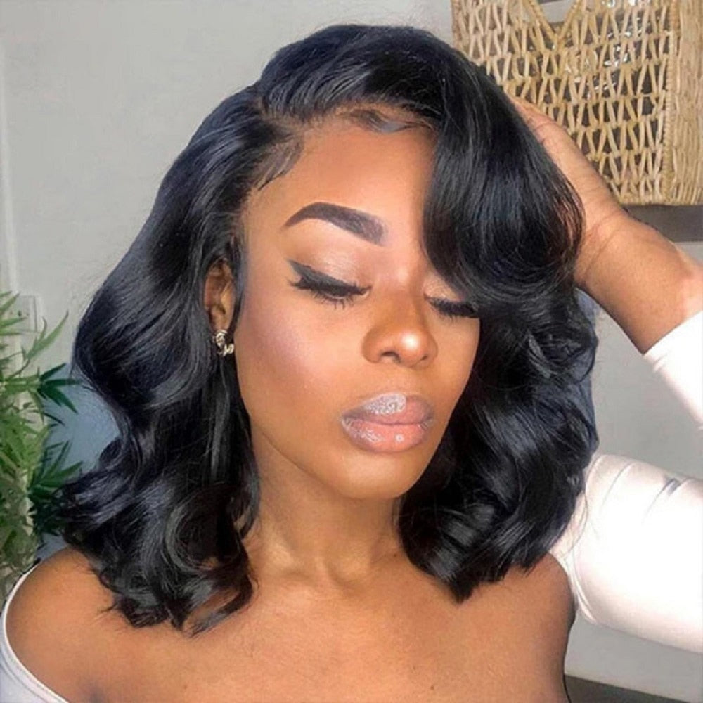 Short Body Wave Bob Lace Frontal Human Hair Wigs For Black Women Made of Brazilian Remy Hair - promboutiqueonline